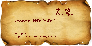 Krancz Máté névjegykártya